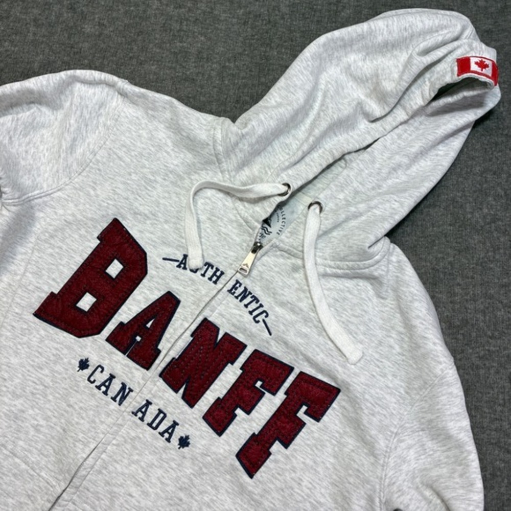 Canadian Collective‎ Banff Canada Zip Hoodie Women Small Gray Authentic Graphic